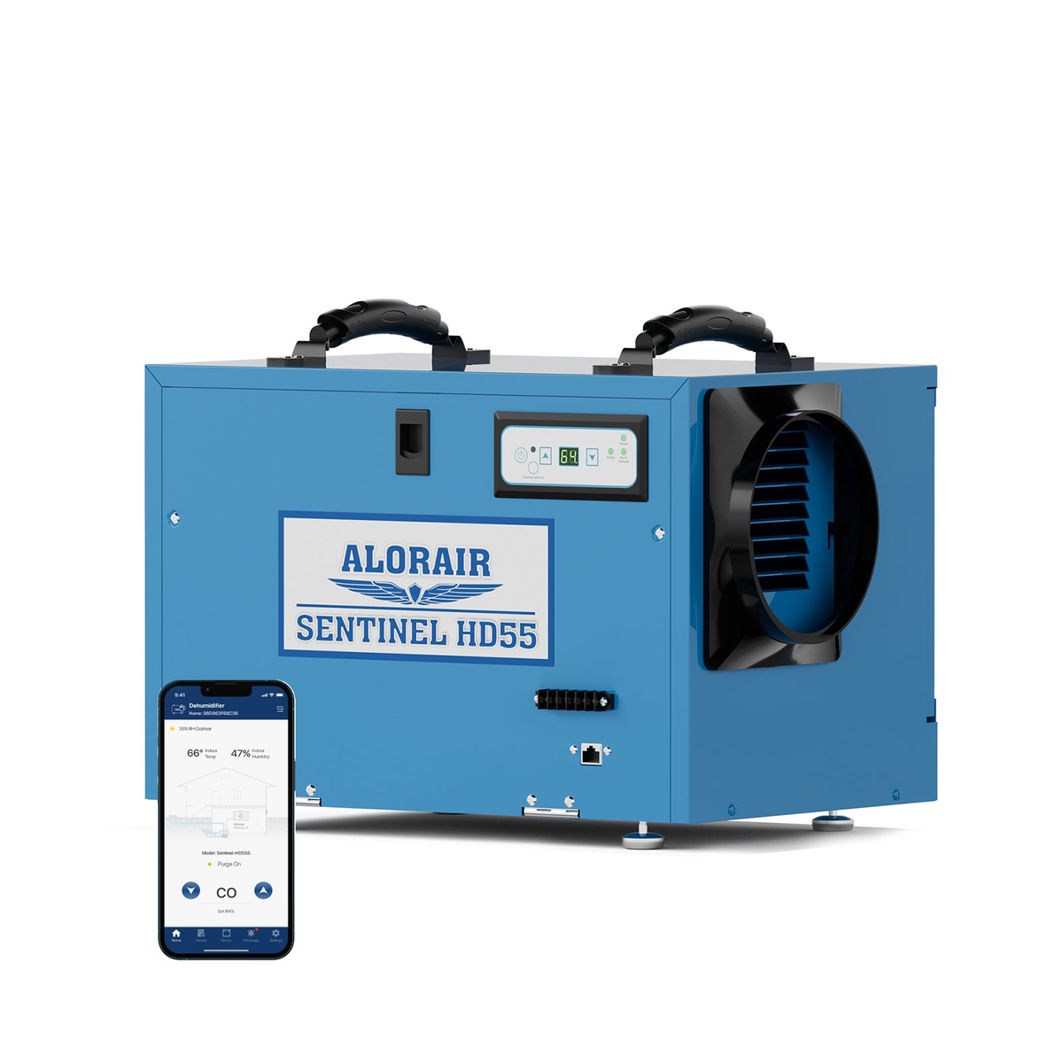 Blue Alorair Sentinel HD55 WiFi dehumidifier with app control