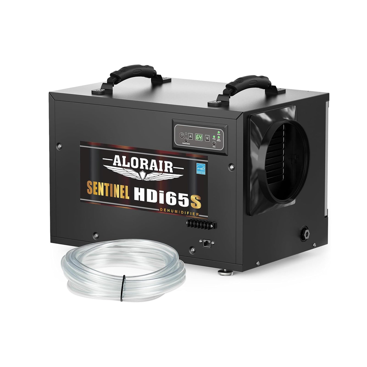 Matte black Alorair Sentinel HDi65S dehumidifier with built-in pump